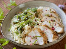 Recette de salade de Poulet Fermier des Landes à la semoule mentholée