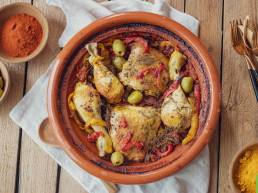 Tajine au Poulet Fermier des Landes, tomates et poivrons