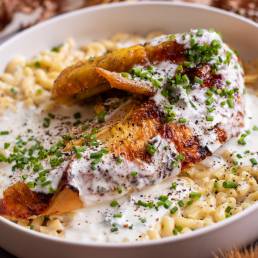 Recette de Poulet rôti et son risotto de coquillettes